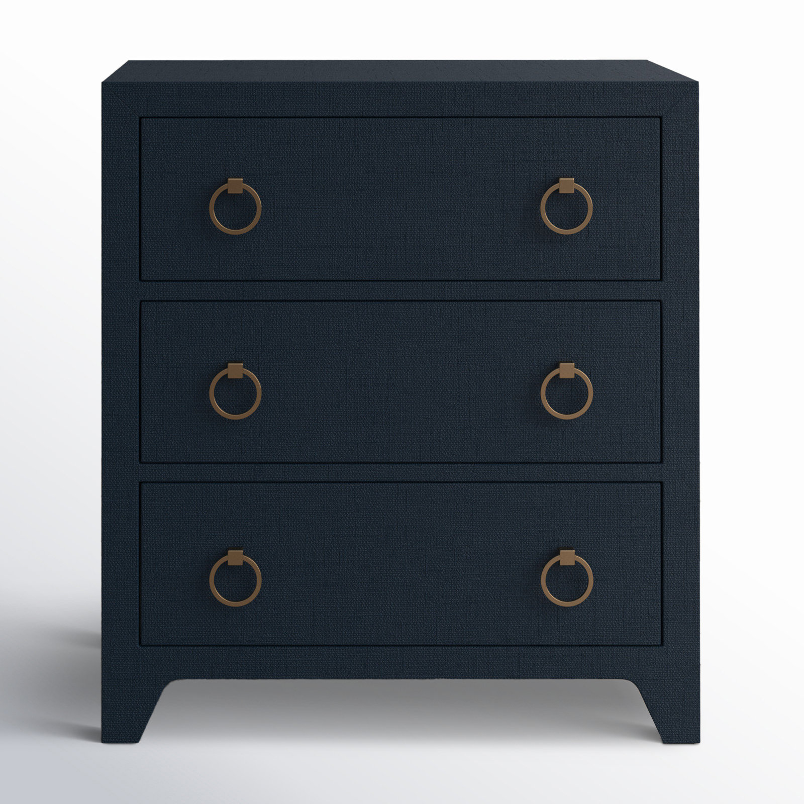 Cleo 3 - Drawer Raffia Dresser, Navy Blue