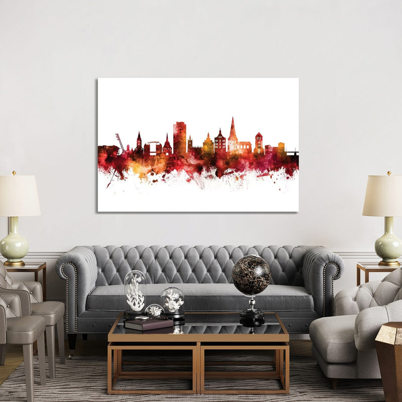 Rostock, Germany Skyline by Michael Tompsett - Wrapped Canvas Gallery-Wrapped Canvas Giclée, 152.5 cm H x 101.5 cm W