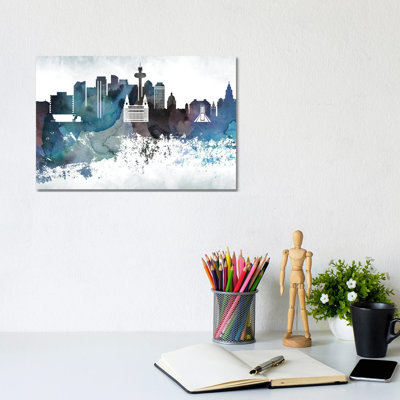 Liverpool Bluish Skyline by WallDecorAddict - Wrapped Canvas Painting