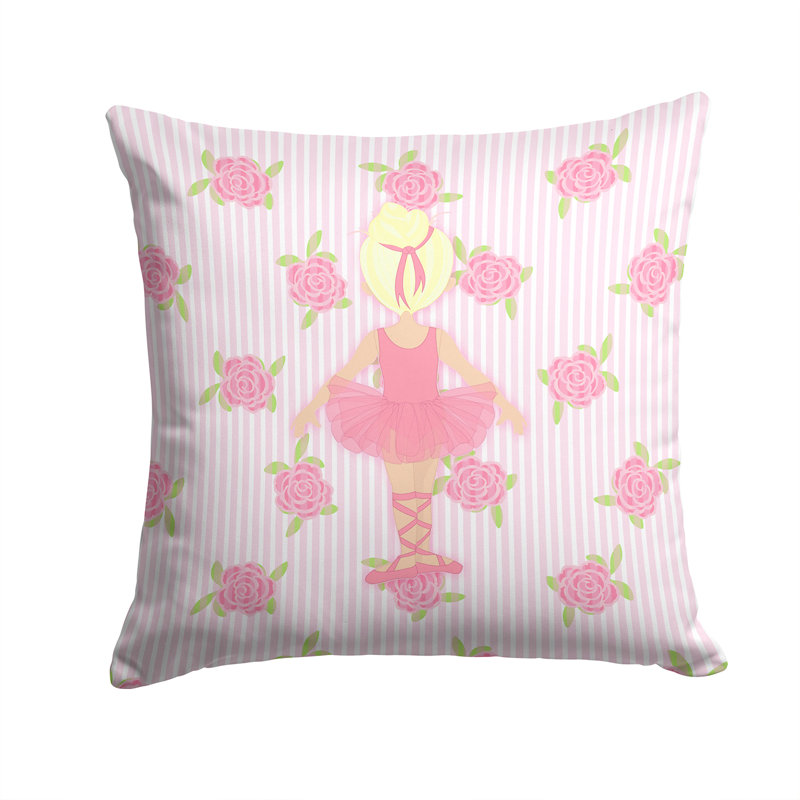 Coussin décoratif intérieur/extérieur ballerine head back, Rose / Jaune, 14 po x 14 po