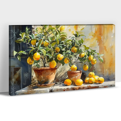 Lemon Kitchen Wall Art Prints Rustic Fruit Pictures Canvas Artwork Decor for Kitchen Vintage Painting, 28x40 inches