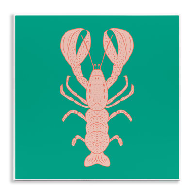Minimal Pink & Green Lobster Wall Plaque, design by Sazerelli Designs