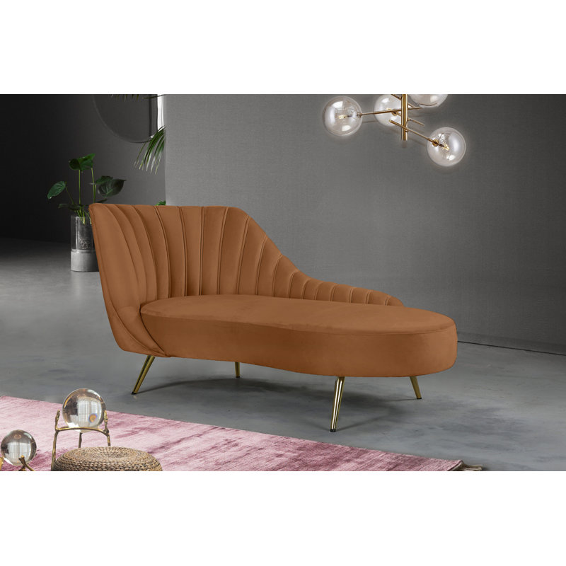 Chaise longue en velours Margo, Velours selle