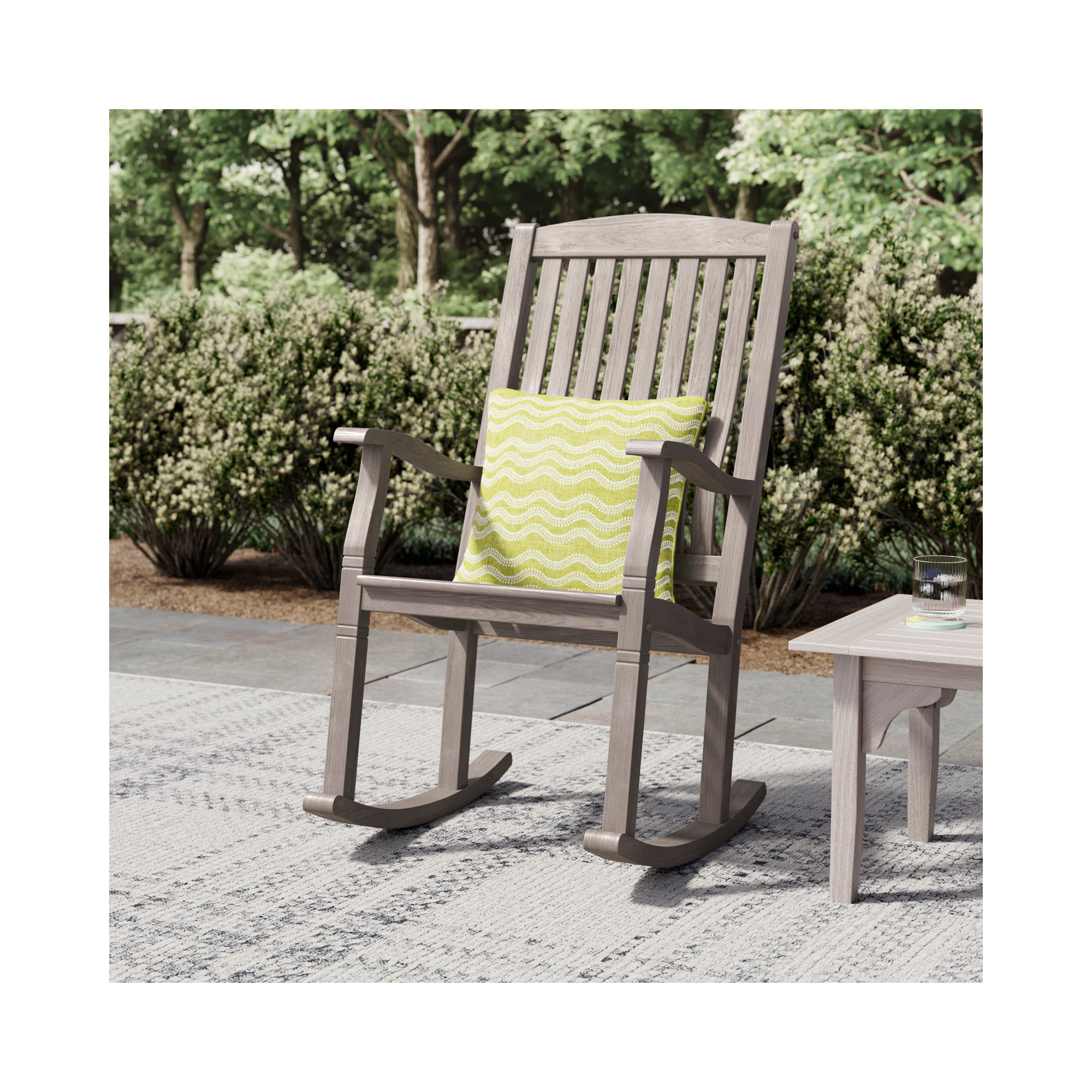 Adina Teak Outdoor Rocking Chair, Weathered Gray