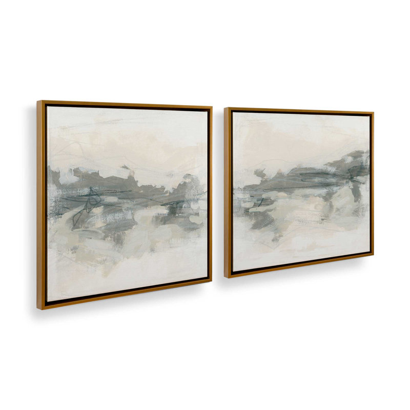 Ensemble de 2 lignes douces de mémoire, Cadre flottant or poli, H 13 po x l 26 po