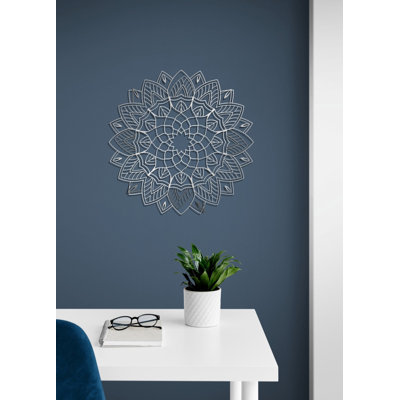 Décoration murale abstraite mandala en métal, décoration florale créative en métal