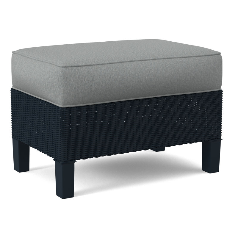 Gibraltar Ottoman, Stone Hearth, Light Blue Performance Fabric; 0851-55