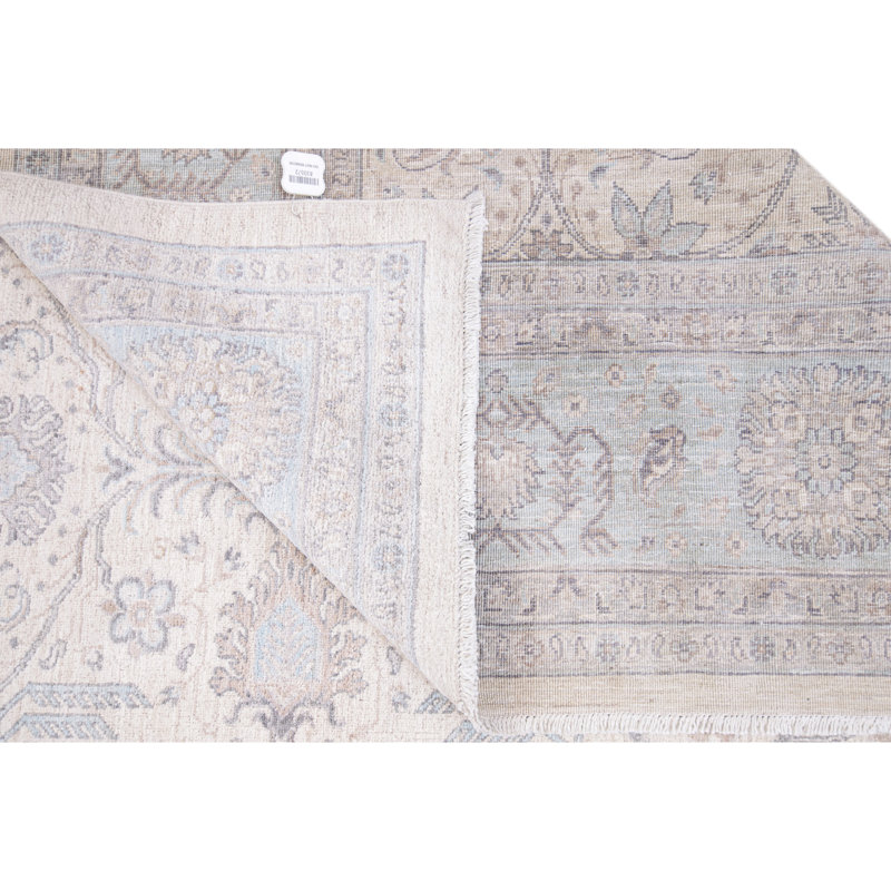 Tapis ivoire et gris clair noué à la main de haute qualité