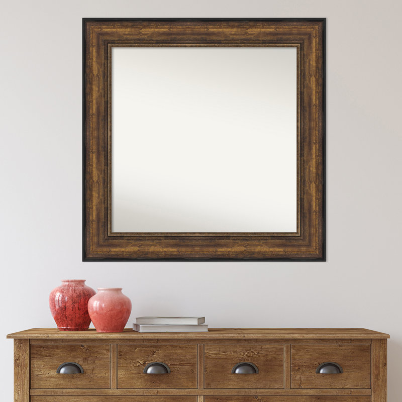 Ballroom Bronze Bathroom Vanity Non-Beveled Wall Mirror, 33.5" x 33.5"