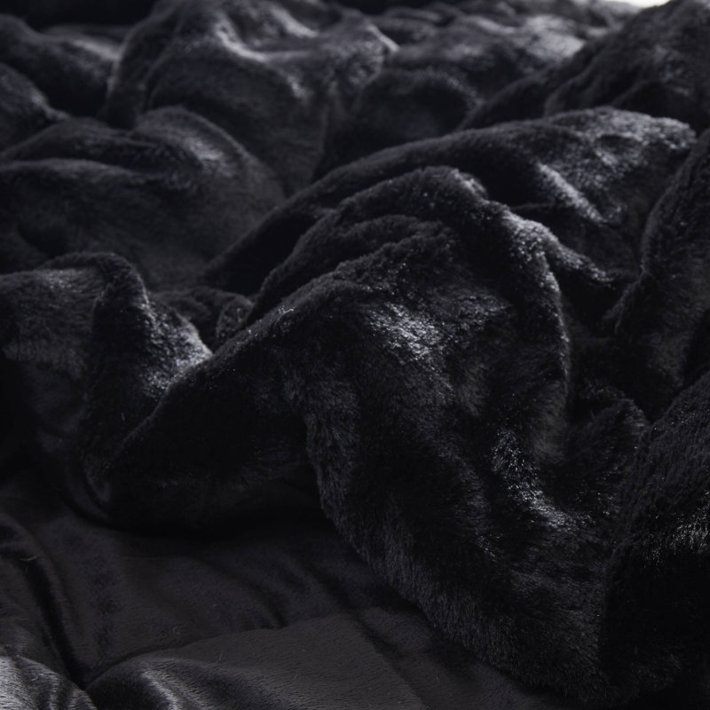 Blush Full Faux Fur Reversible Bedspread Set