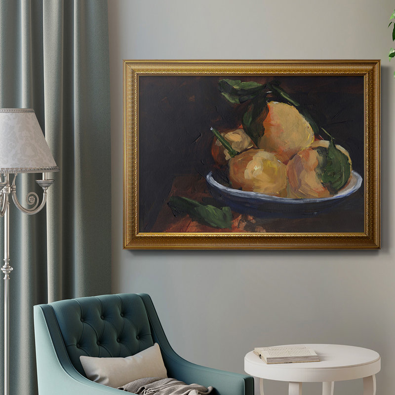 Assiette à fruits I, toile encadrée de qualité supérieure - prête à être accrochée