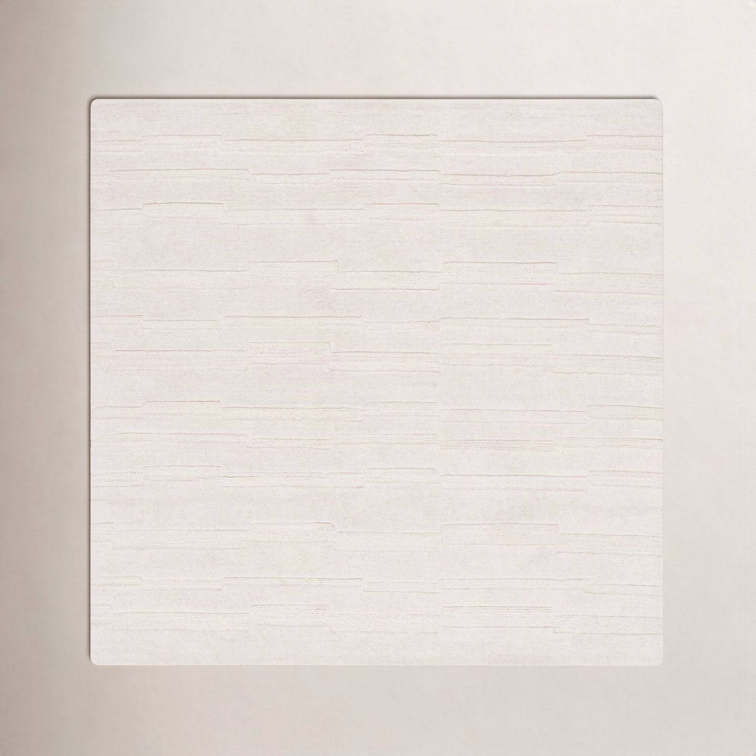 Elona Ivory Hand-Tufted Geometric Wool Rug, Square 6'