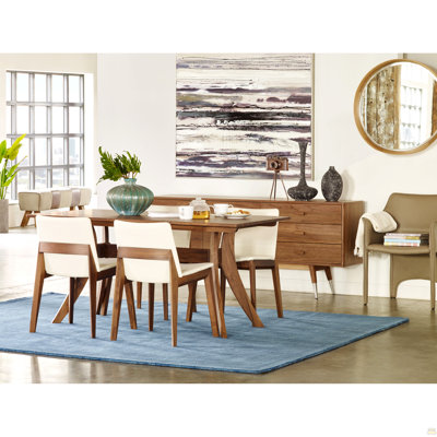 Dining Table, Solid American Walnut Wood, Rectangular, Brown, Seats 6