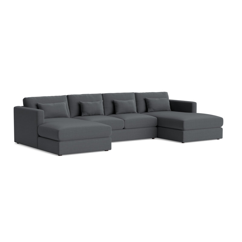 Haywood Chaise Loveseat U-Sectional, Performance Linen - Charcoal