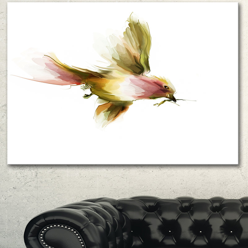 « nice flight of green oiseau », peinture, H 20 po x l 20 po x P 1 po, Toile tendue
