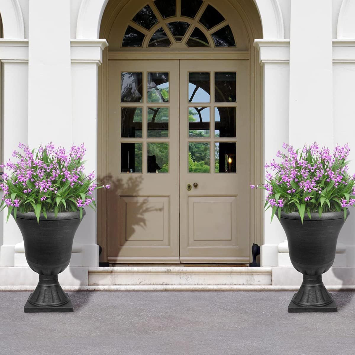 One Allium Way Classic Urn Planters - Lightweight, Weather Resistant ...