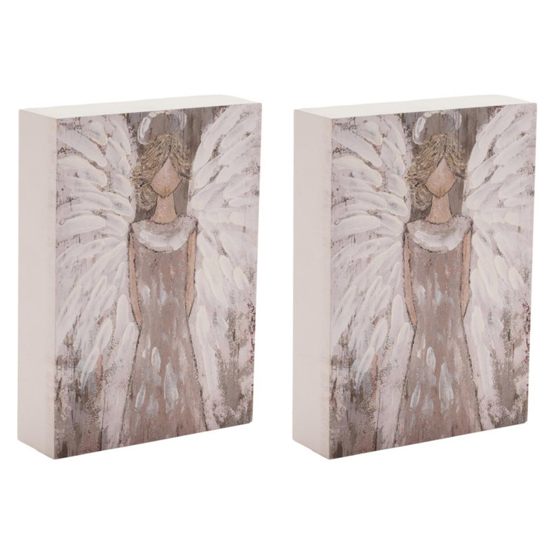 Enseigne rustique en forme d'ange (ensemble de 2)