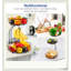 Panier à fruits 3-en-1 à 2 niveaux avec support à banane, assemblage sans outil en fer pour cuisine-1453513631