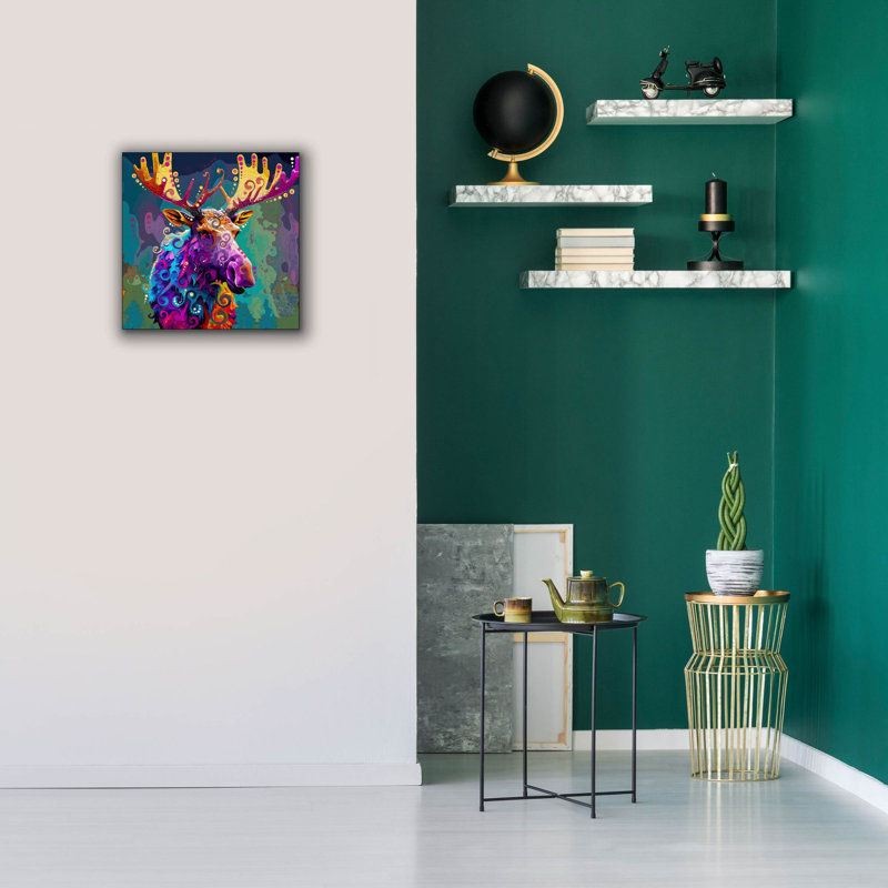 «Moose» par Dean Russo, art mural sur toile, H 18 po x l 18 po