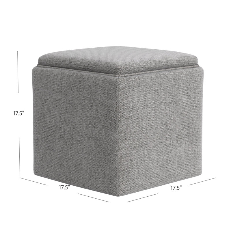 Repose-pieds de rangement Soa, plateau carré de 18 pouces, tissu, Gris