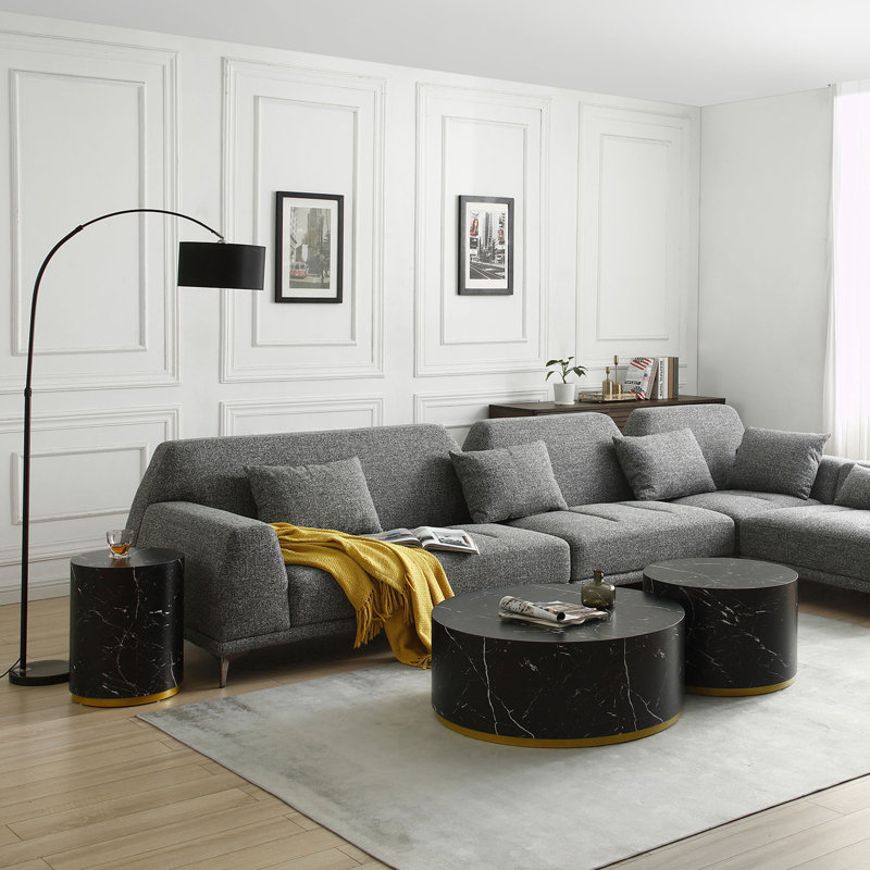 Table basse, table basse, table de salon avec base en métal Dawsen, H 19,69 po x L 15,75 po x l 15,75 po