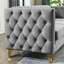Fauteuil moderne en velours gris à boutons, pieds en métal, espace de travail classique-133044680-133044681