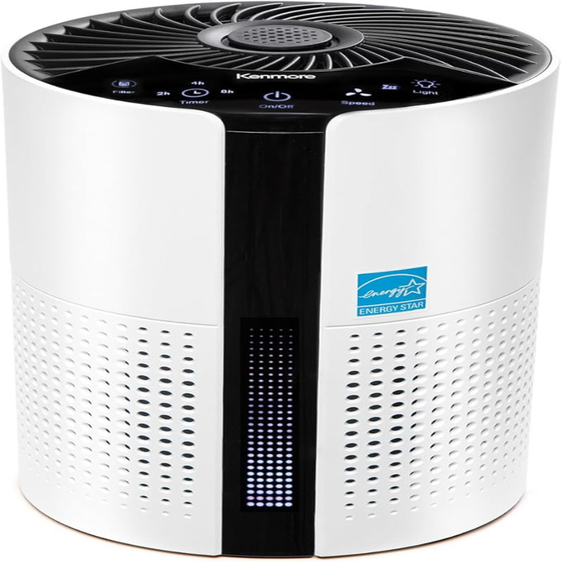 Purificateurs d'air Kenmore PM1010 pour chambre à coucher jusqu'à 348 pieds carrés avec filtre HEPA véritable H13, verrouillage enfant, mode veille et lumière ambiante pour les petites pièces