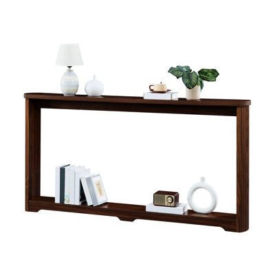 Walnut 70.1 - Inch Table With Curved Arc, Storage For Vases In Corridor, Bedroom, Kitchen Easy Assembly Walnut, , Inch, Table, Storage, Vases, Kitchen, Quick And Simple