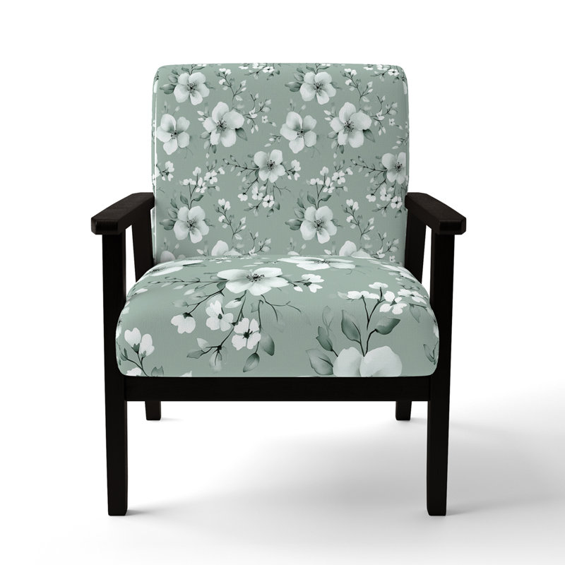 Chaise rembourrée Floral, Accoudoirs carrés noirs