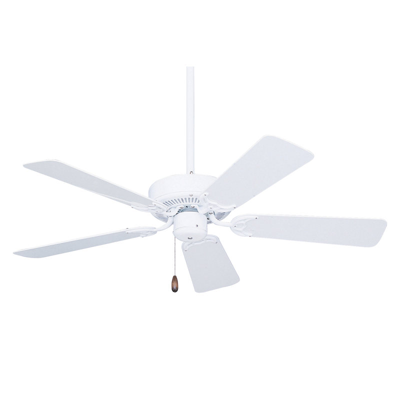 Ventilateur de plafond standard à 5 pales de 42 po avec chaîne Pull, Blanc électroménager