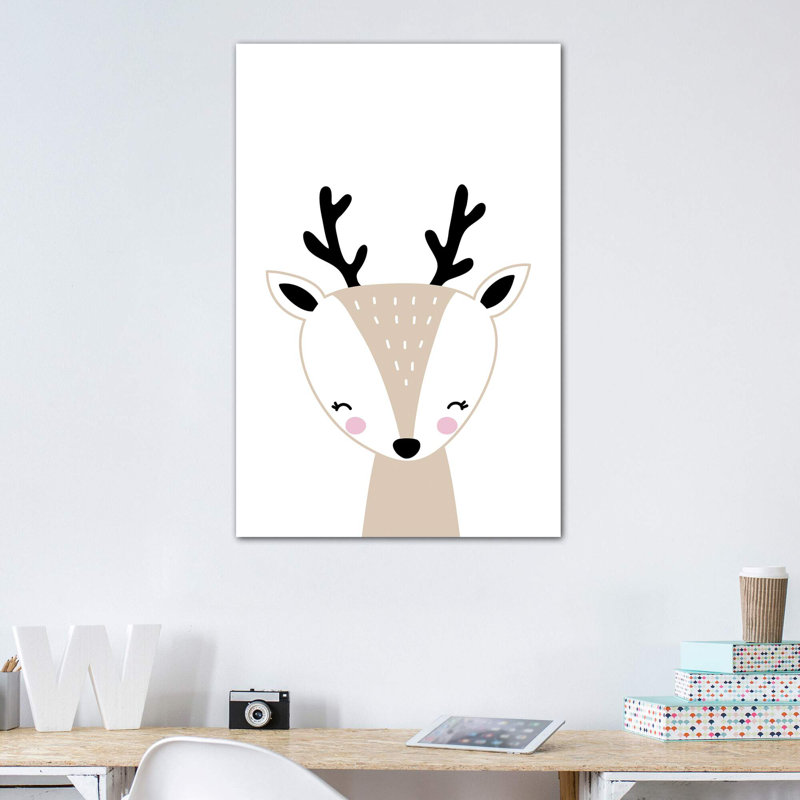 «Deer Beige», reproduction d'impression, H 48 po x l 32 po x P 1,5 po, Toile tendue, Pas de tapis