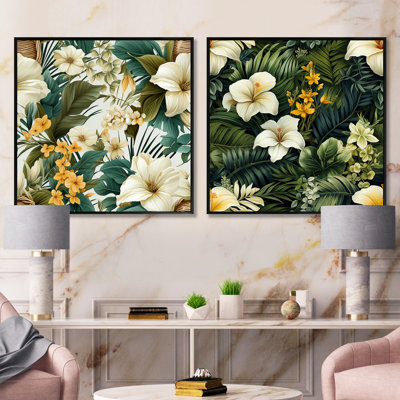 Heinrike - ensemble de 2 collages floraux carrés