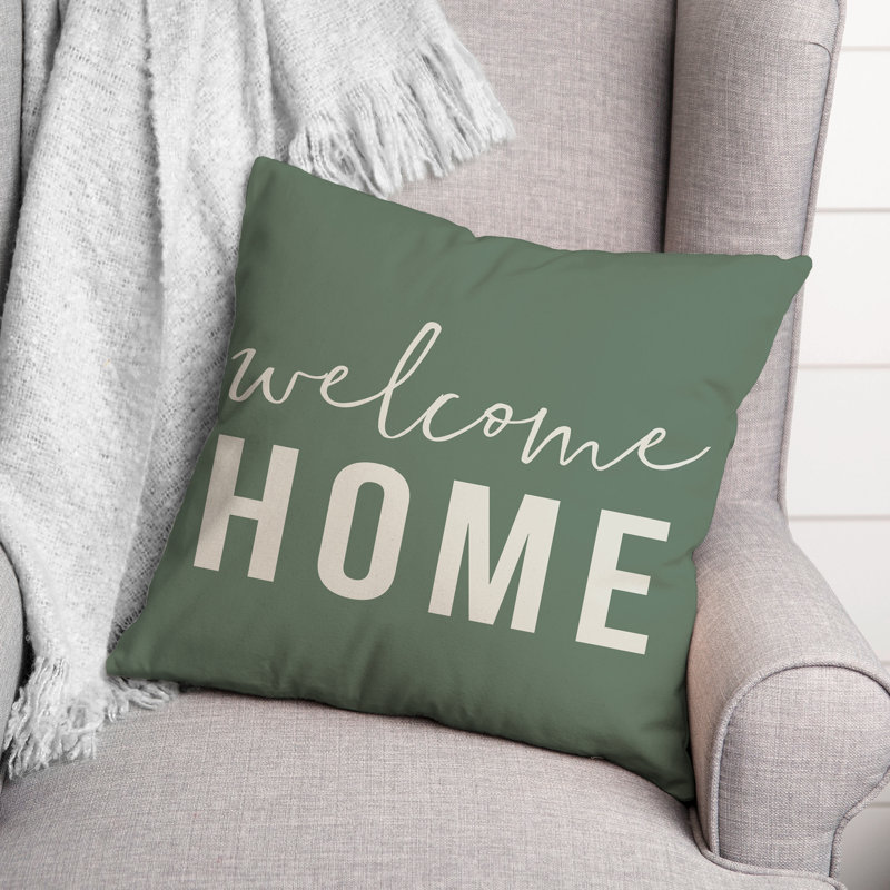 Housse de coussin d'extérieur carré Welcome Home, Vert