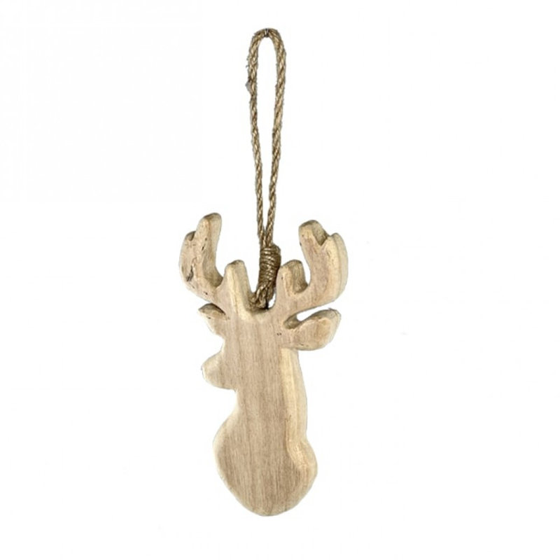 Ornement tête de cerf en bois