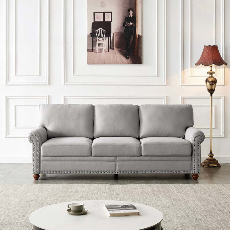 Babette Upholstered 82.68'' Sofa, Gray Polyester