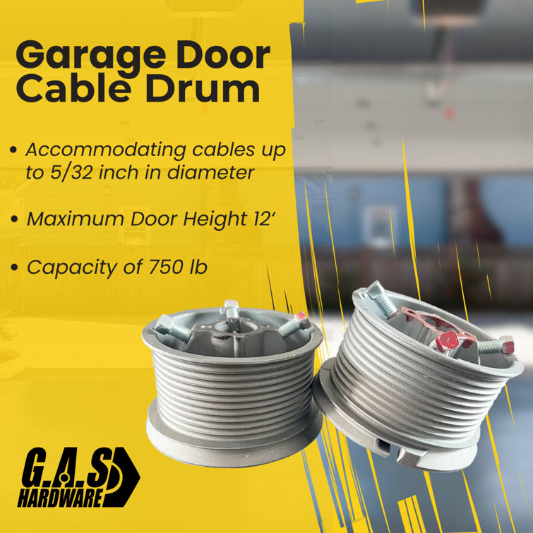 G.A.S. Hardware 4 Cable Drums for Garage Doors up to 12' Door, Large Lift,  400-12