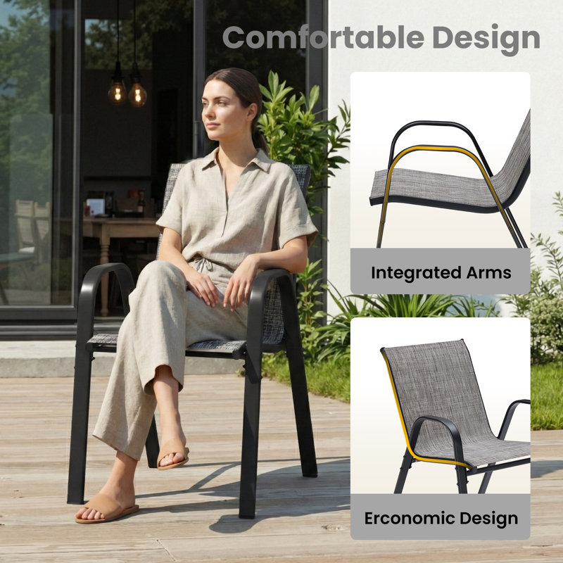 Chaise de patio empilable, Gris