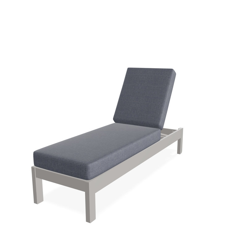 Chaise longue sans accoudoirs en polyester à 3 positions Leeward, Gris chaleureux, Denim prouvé