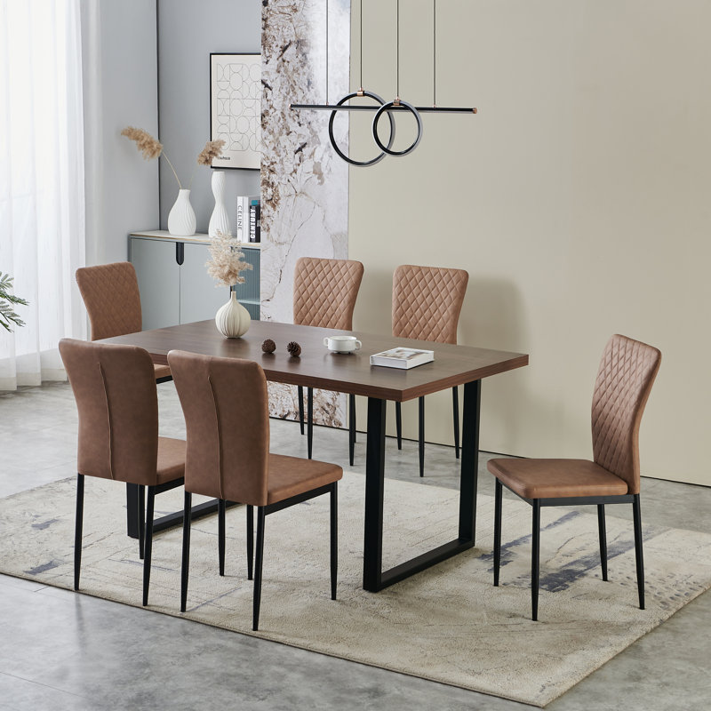 Lelania Modern Faux Leather Upholstered Dining Chairs, Brown