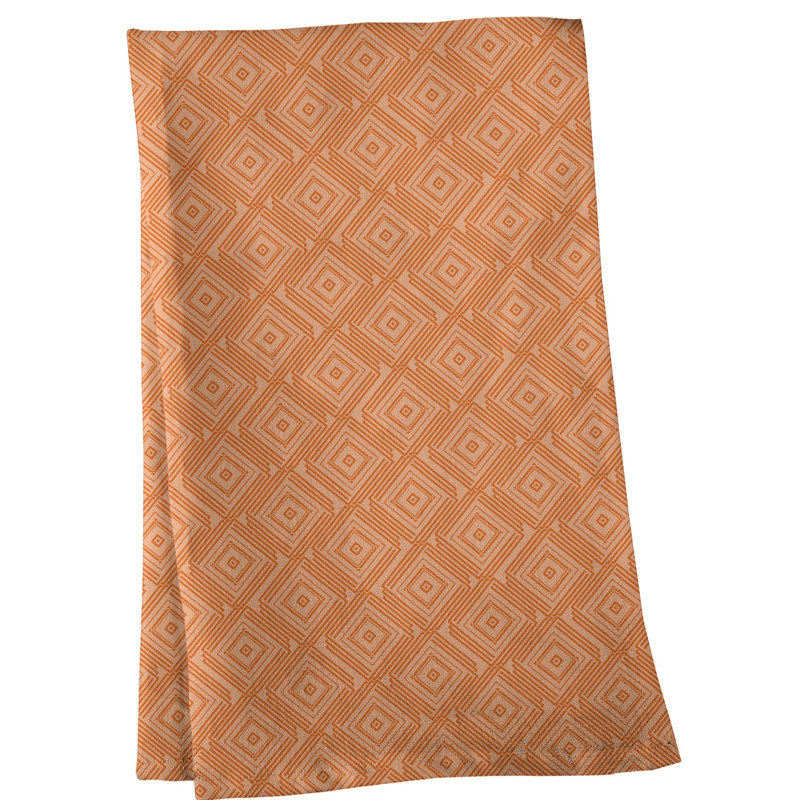 Serviette de thé à labyrinthe carré, Polyester sergé, Orange