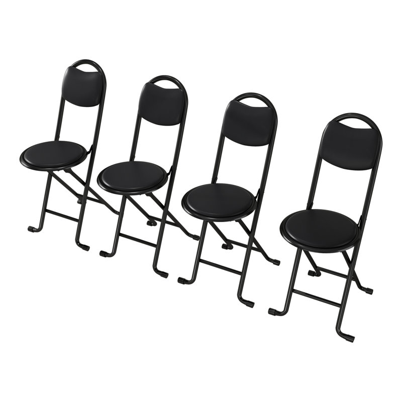 4Pcs Folding Stool With Back, Cushioned Padded Folding Stool, Portable Folding Chairs For Outdoor Indoor Kitchen Shop Cafe(Expect Arrival Date 2025/6/30)