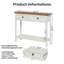 Console de style campagnard avec 2 tiroirs et tablette de rangement inférieure pour le vestibule, table d'appoint rustique avec tiroir de rangement et tablette pour le salon, couloir (blanc antique)-2110638917