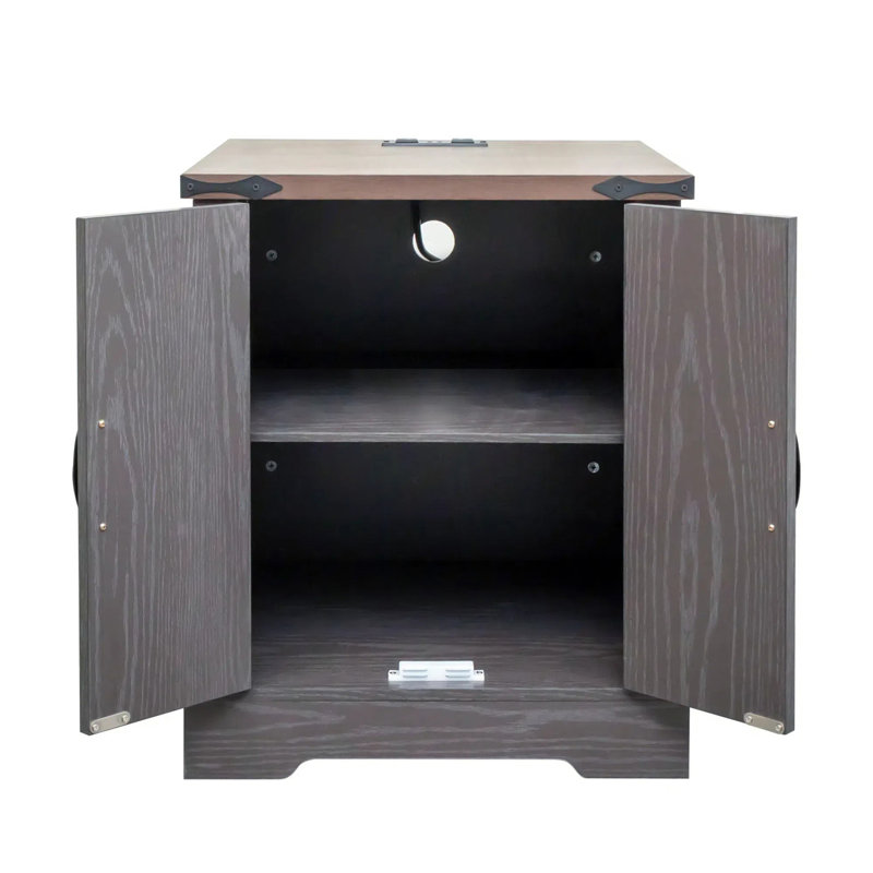 Table de chevet avec tablette réglable Farmhouse, Gris