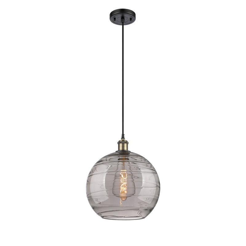 Luminaire suspendu à 1 lumière Carner, H 17,75 po x l 12 po x P 12 po, Noir/laiton antique
