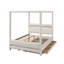 Grand lit plateforme à baldaquin tapissier avec lumières DEL, lit gigogne simple, 3 tiroirs de rangement, beige