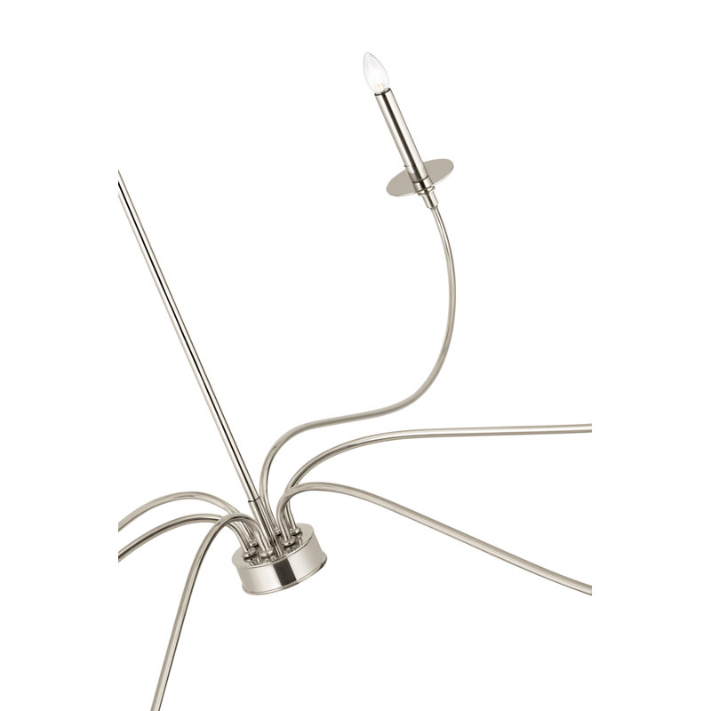 Lustre traditionnel / classique à 6 lumières de style bougie Ajmer, H 29 po x l 63 po x P 63 po, Nickel poli