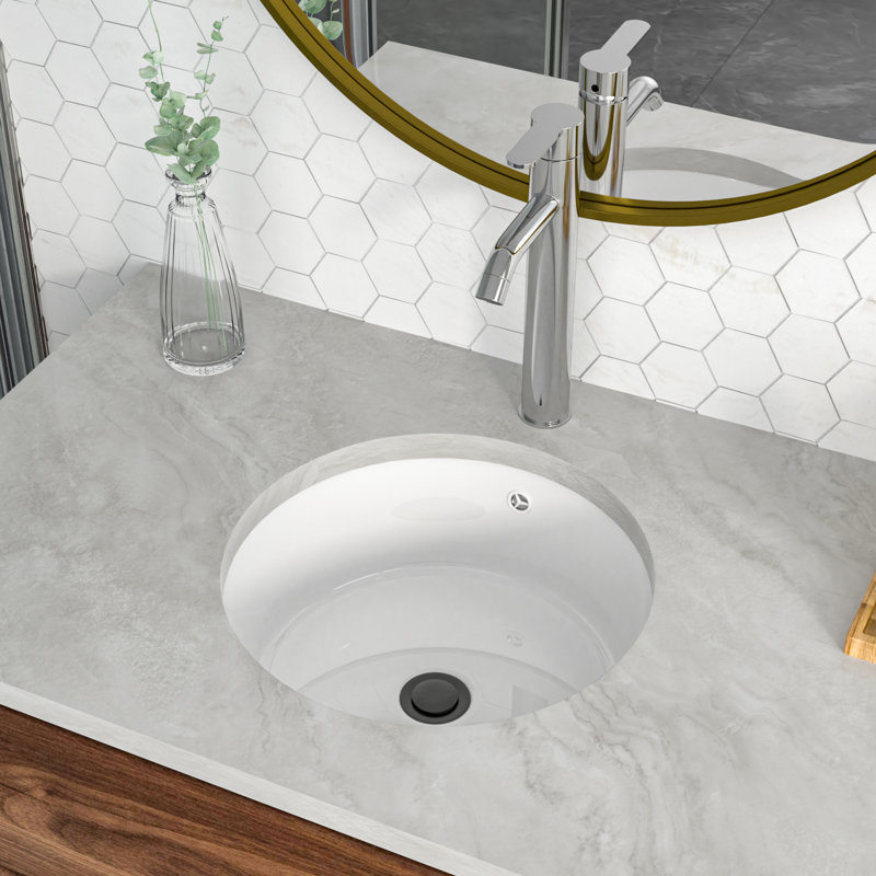 Lavabo de salle de bain encastrable en céramique avec trop-plein 16 po. X 16 po. L 16 po., L 15,75 po x l 15,75 po