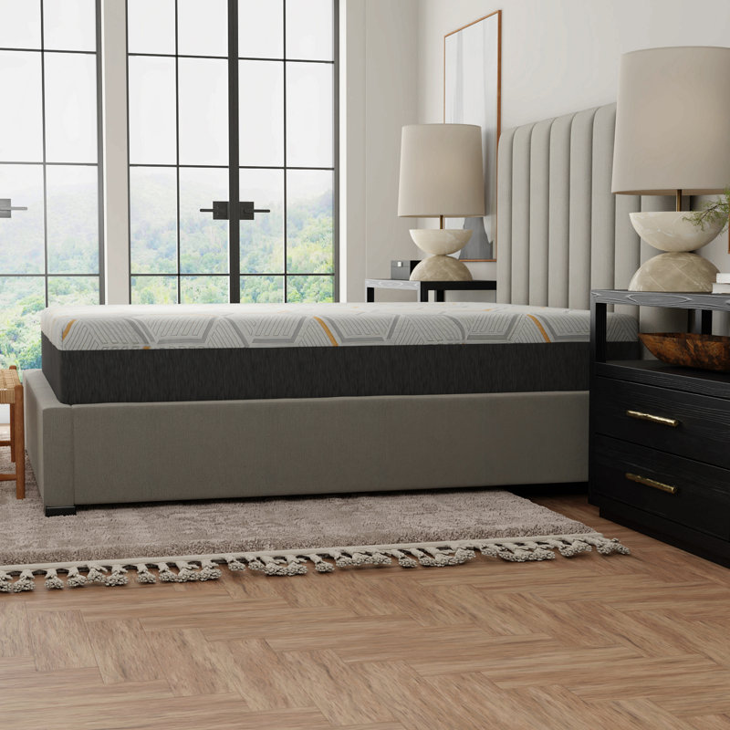 Matelas en mousse viscoélastique gélifiée 12 "avec support de bord et base à grille d'aération 12"