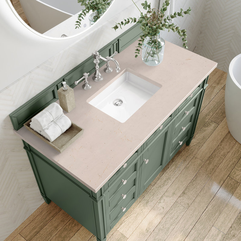Brittany 48'' W Single Vanity, White Zeus, Smokey Celadon, 8" Widespread