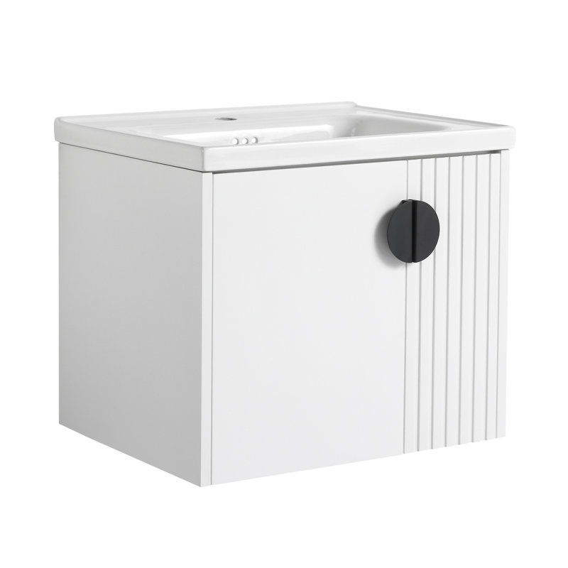 Meuble-lavabo avec lavabo, Blanc, 24"
